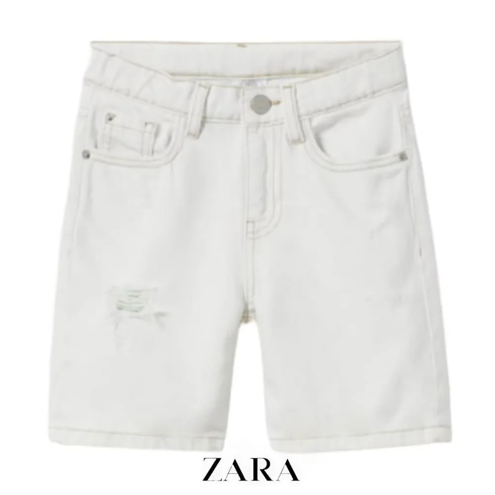 ZARA Kids | Ecru | RIPPED DENIM SHORTS